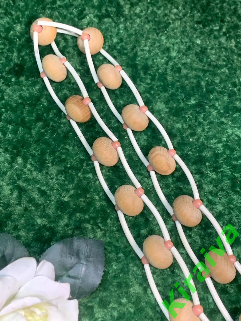 Массажер деревянный ленточно-роликовый для спины ног тела 135 см. Н7921 советски 5