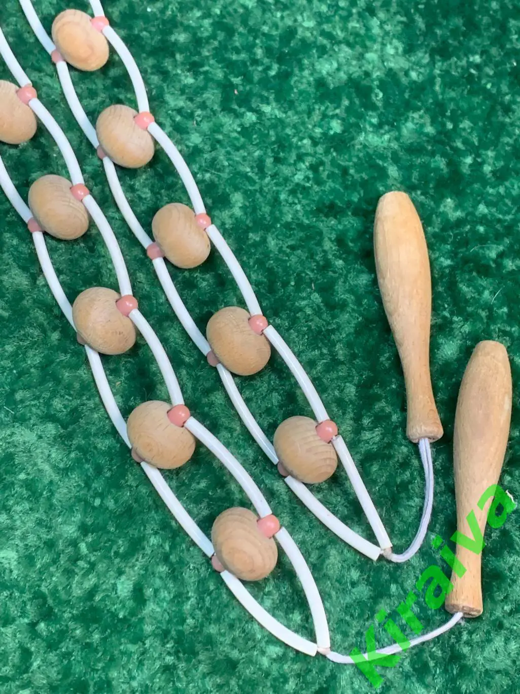 Массажер деревянный ленточно-роликовый для спины ног тела 135 см. Н7921 советски 7