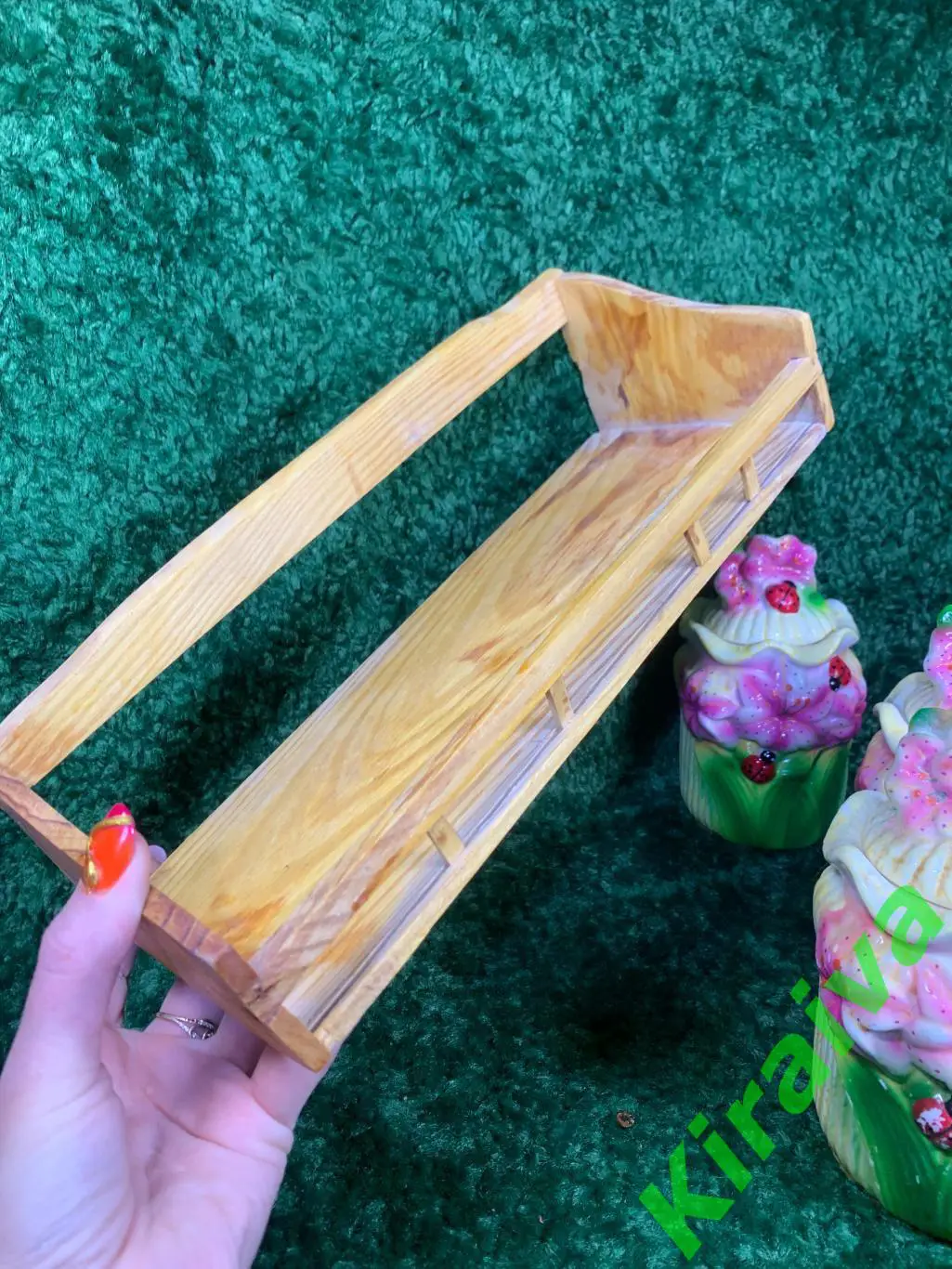 Набор керамических емкостей, 3 банки по 600 мл на деревянной подставке для сыпуч 5