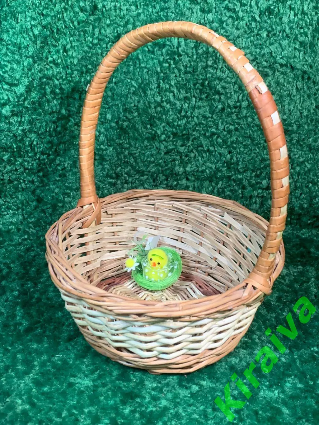 Плетеная корзина круглая из лозы высота сручкой 22х27 см Н1876 подарочнаяПлетё