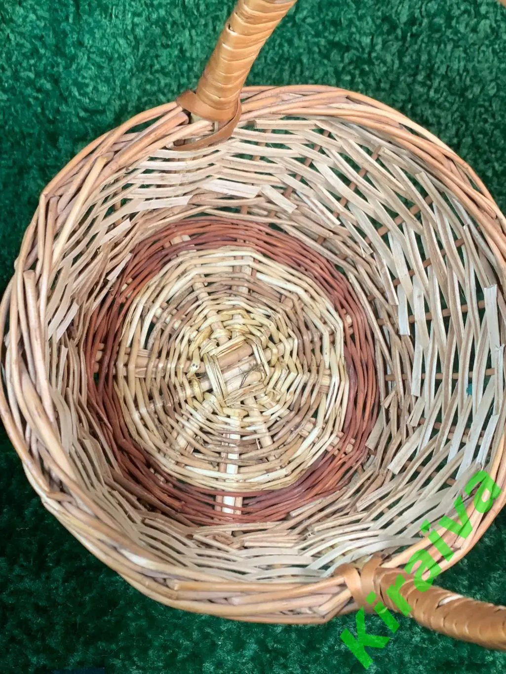Плетеная корзина круглая из лозы высота сручкой 22х27 см Н1876 подарочнаяПлетё 1