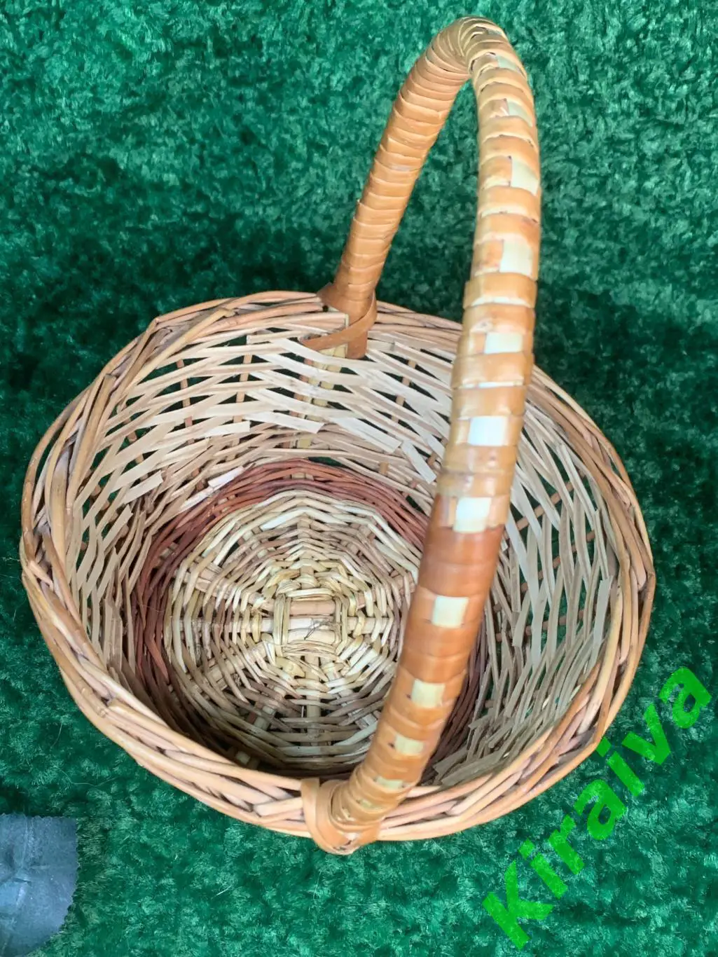 Плетеная корзина круглая из лозы высота сручкой 22х27 см Н1876 подарочнаяПлетё 2