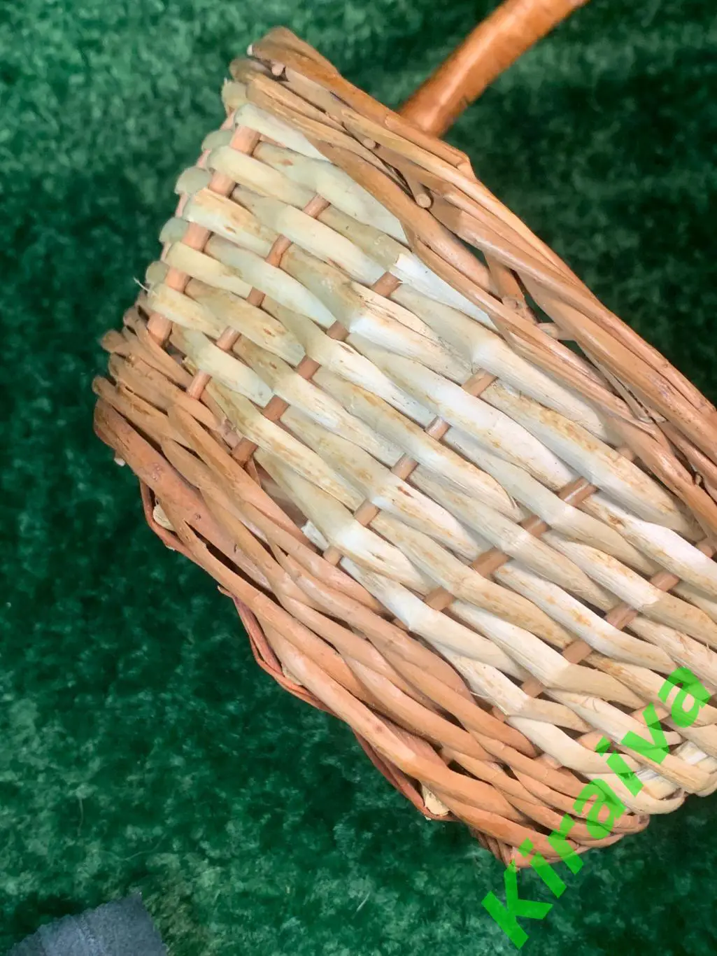 Плетеная корзина круглая из лозы высота сручкой 22х27 см Н1876 подарочнаяПлетё 3