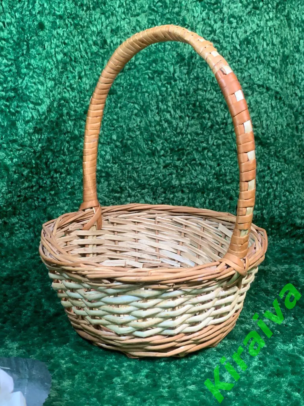 Плетеная корзина круглая из лозы высота сручкой 22х27 см Н1876 подарочнаяПлетё 4