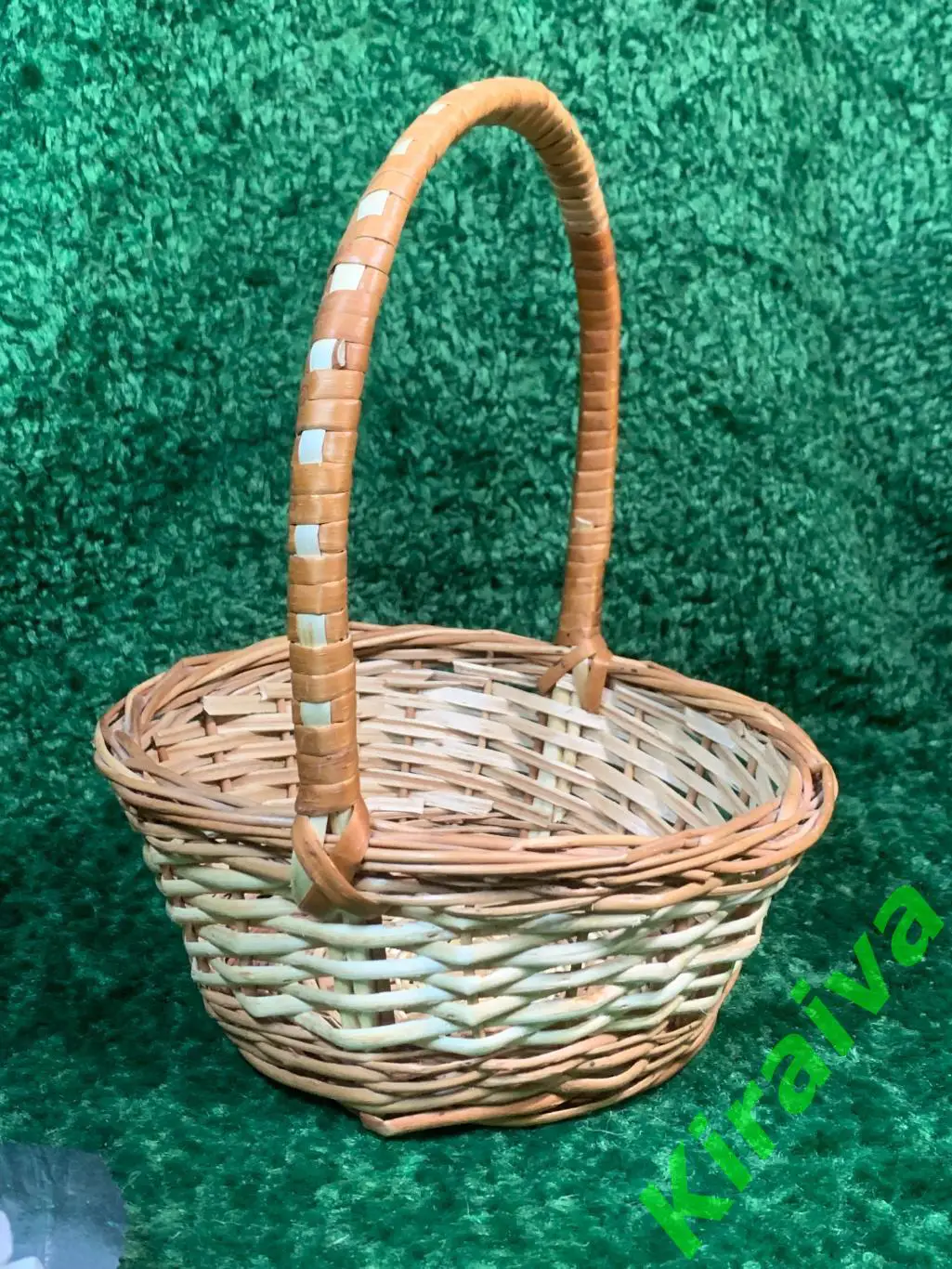 Плетеная корзина круглая из лозы высота сручкой 22х27 см Н1876 подарочнаяПлетё 5