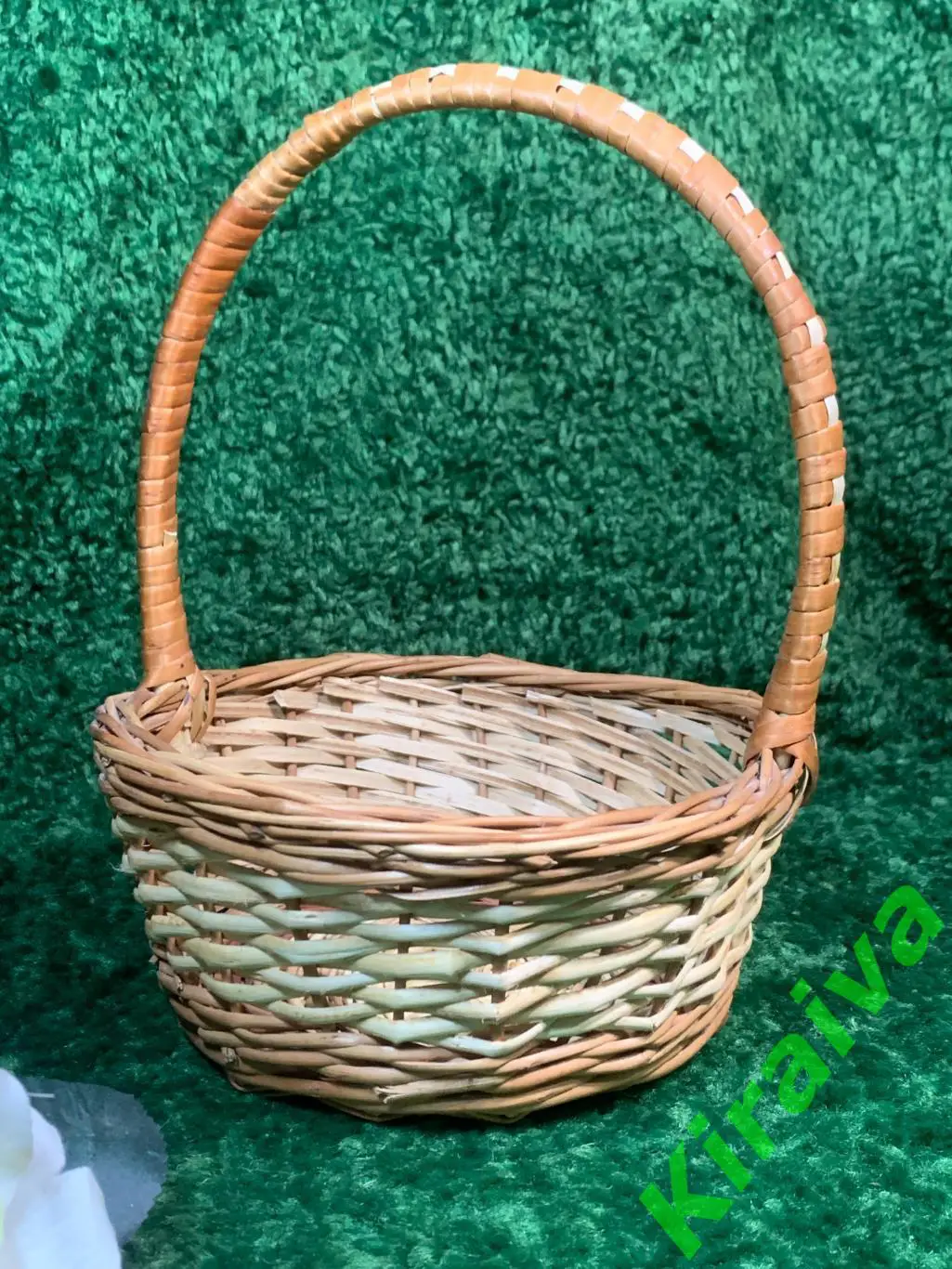 Плетеная корзина круглая из лозы высота сручкой 22х27 см Н1876 подарочнаяПлетё 6