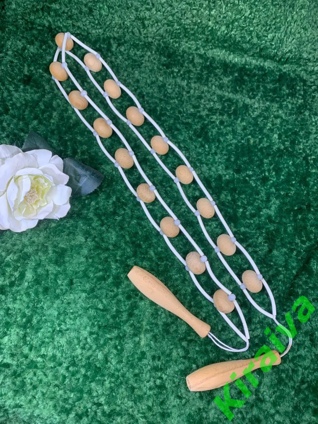 Массажер деревянный ленточно-роликовый для спины ног тела 138 см. Н7924 советски