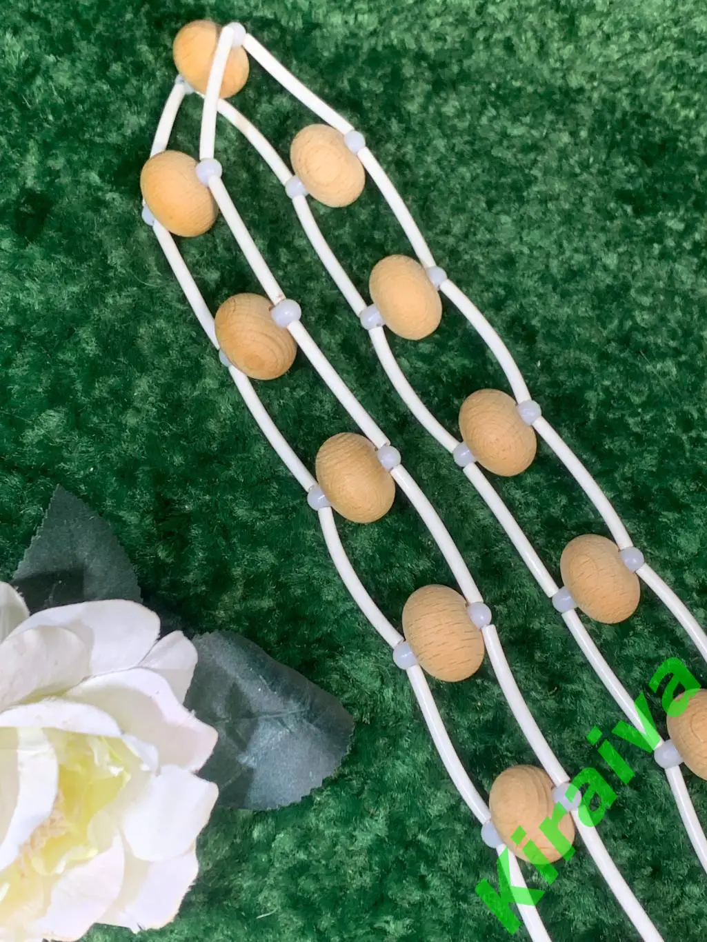 Массажер деревянный ленточно-роликовый для спины ног тела 138 см. Н7924 советски 1