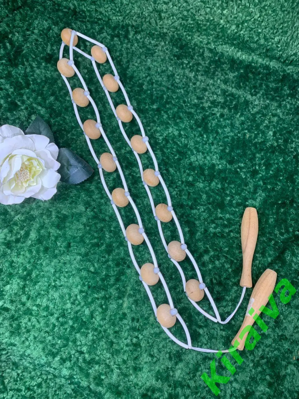 Массажер деревянный ленточно-роликовый для спины ног тела 138 см. Н7924 советски 4