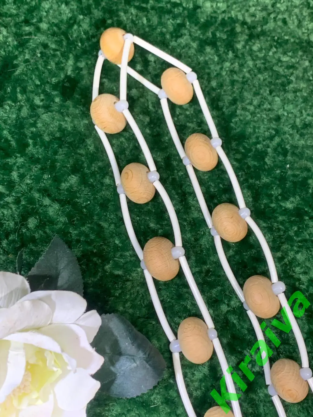 Массажер деревянный ленточно-роликовый для спины ног тела 138 см. Н7924 советски 5