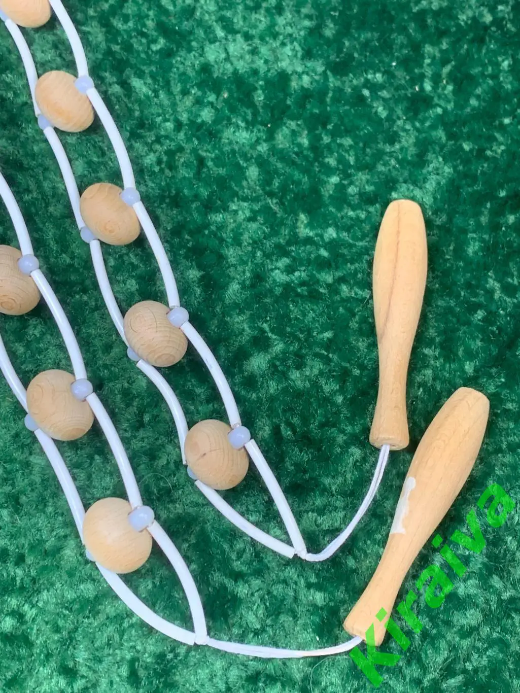 Массажер деревянный ленточно-роликовый для спины ног тела 138 см. Н7924 советски 7