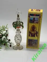 Винтажный флакон для духов из стекла – ананас с пальмами, с позолотой Н1884