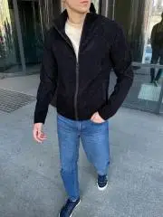 Вельветовая куртка Loro на молнии – классика на каждый день Н5424 черная