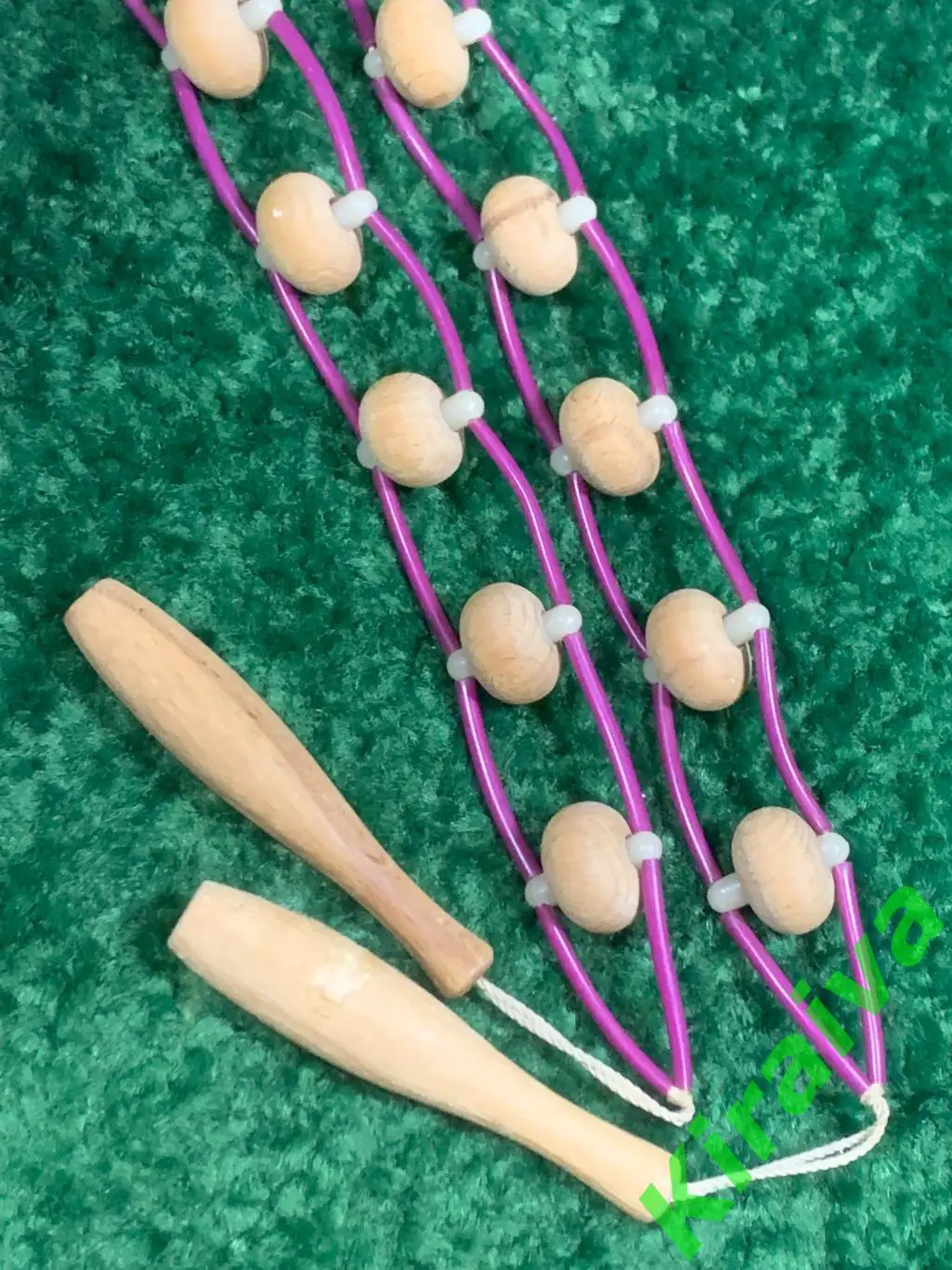 Массажер деревянный ленточно-роликовый для спины ног тела 126 см. Н7926 советски 3