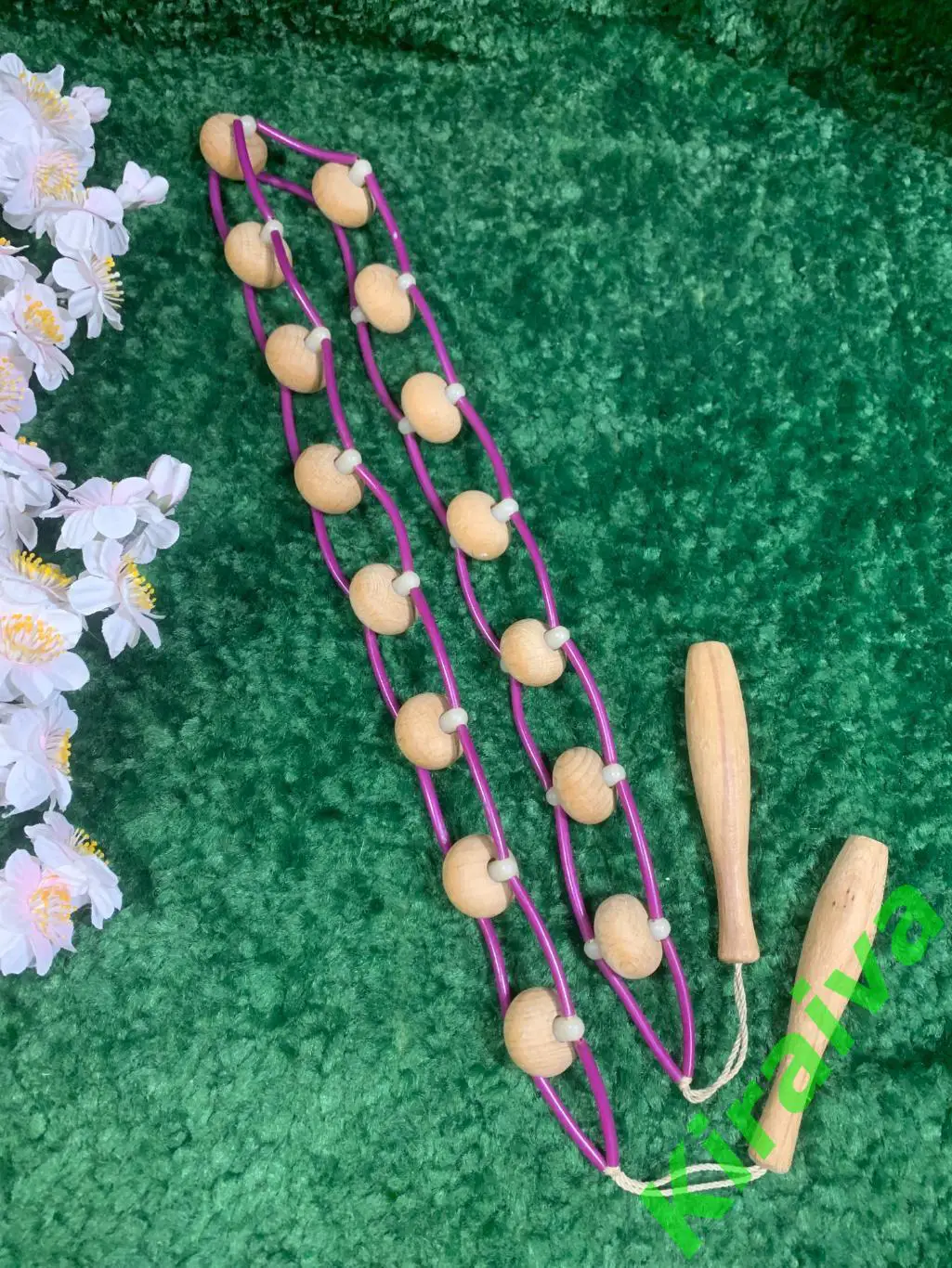 Массажер деревянный ленточно-роликовый для спины ног тела 126 см. Н7926 советски 4