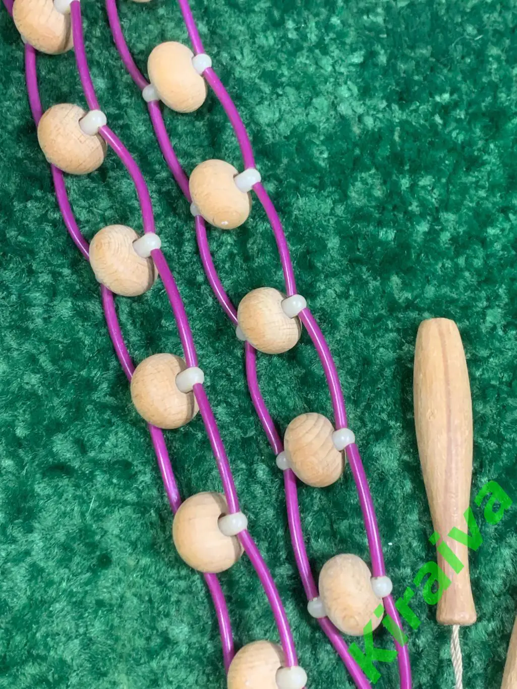 Массажер деревянный ленточно-роликовый для спины ног тела 126 см. Н7926 советски 6