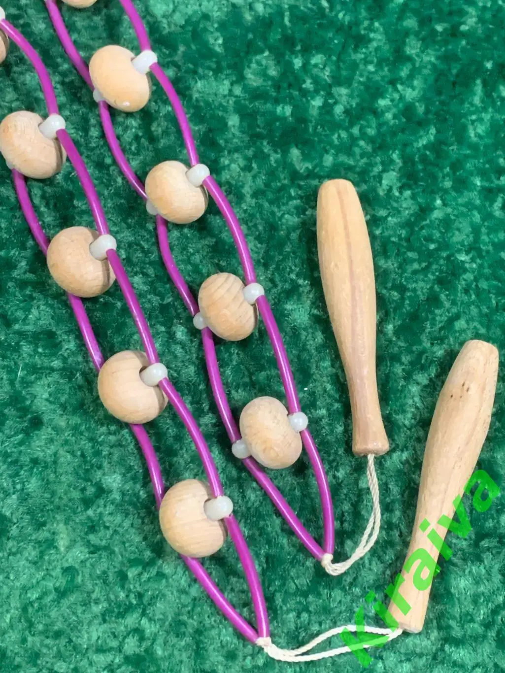 Массажер деревянный ленточно-роликовый для спины ног тела 126 см. Н7926 советски 7