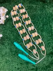 Массажер двухрядный деревянный ленточно-роликовый для спины ног тела Н8018