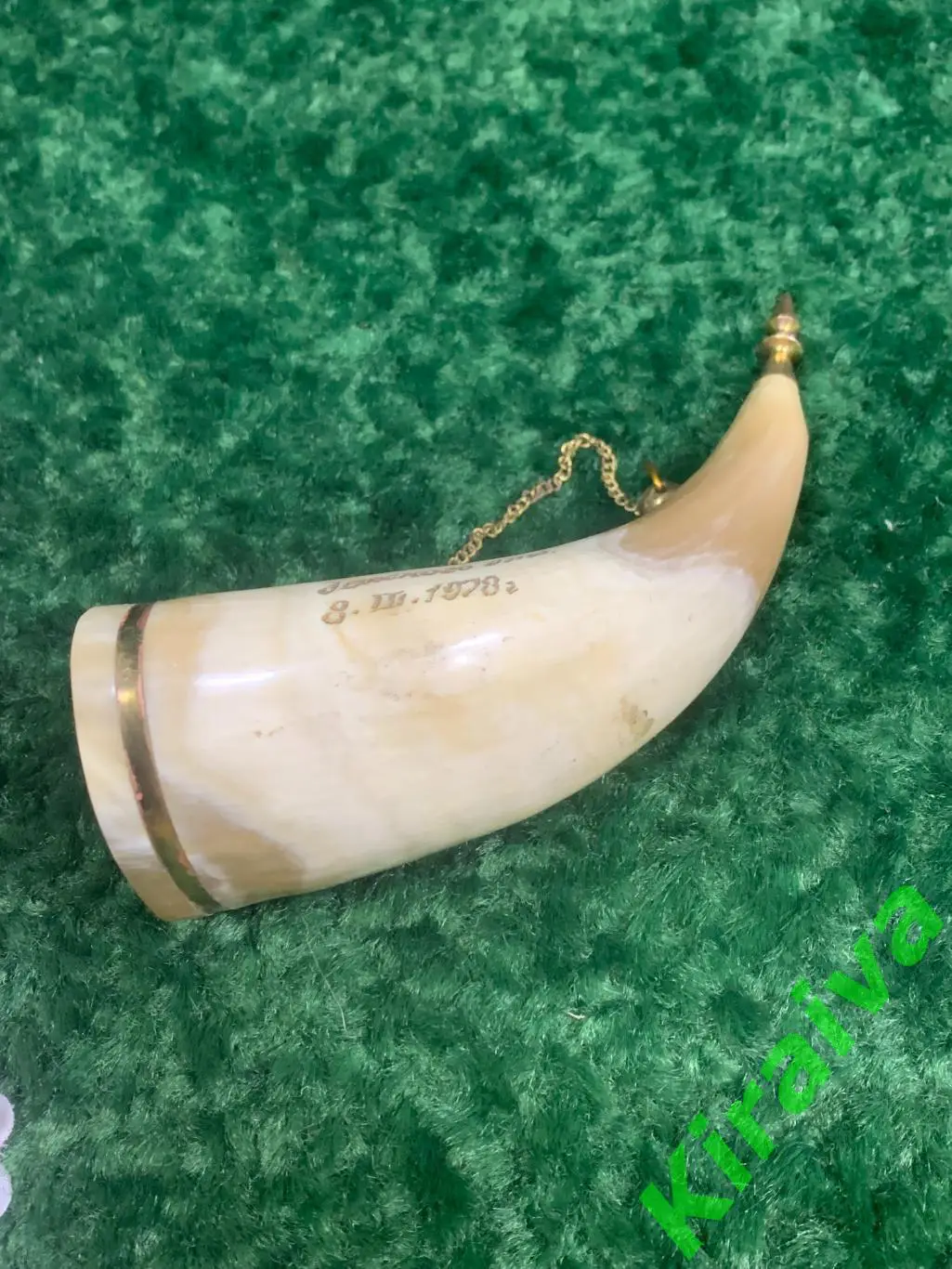 Рог кубач Подарочный рог из натурального рога с гравировкой, 1978 год Н1225 суве 7