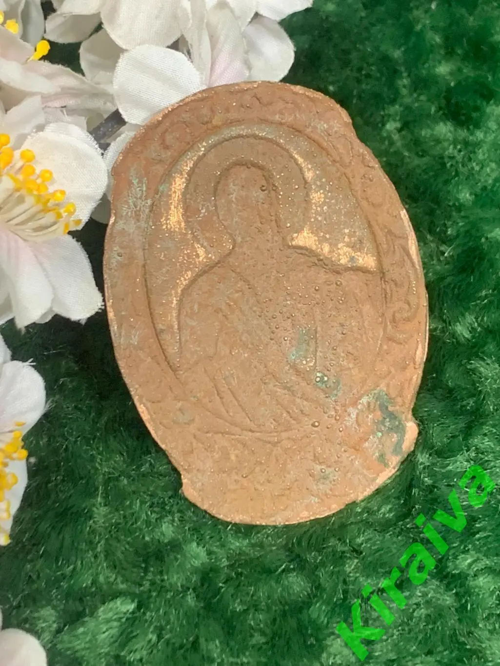 Старинный медный образок XIX Накладка на Библию Евангелист Лука Н1249 2