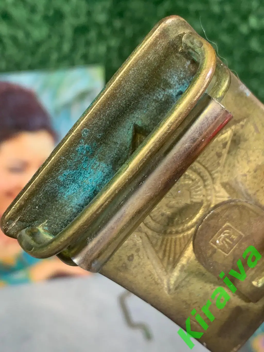 Пряжка солдатская СССР латунная с гербом и звездой, комплект бляха + скоба Н1483 5