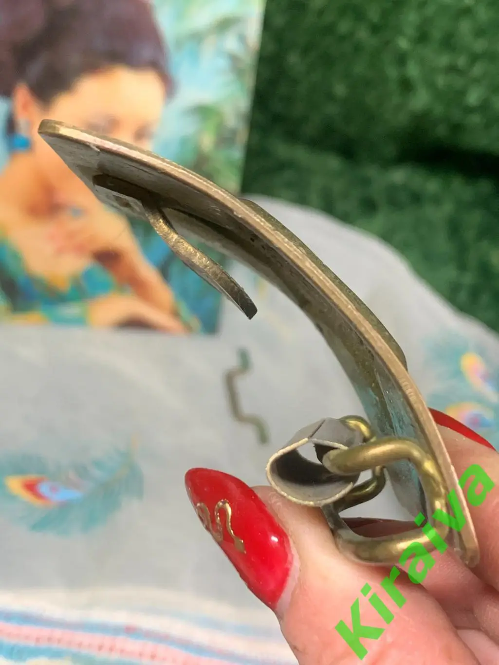 Пряжка солдатская СССР латунная с гербом и звездой, комплект бляха + скоба Н1483 7