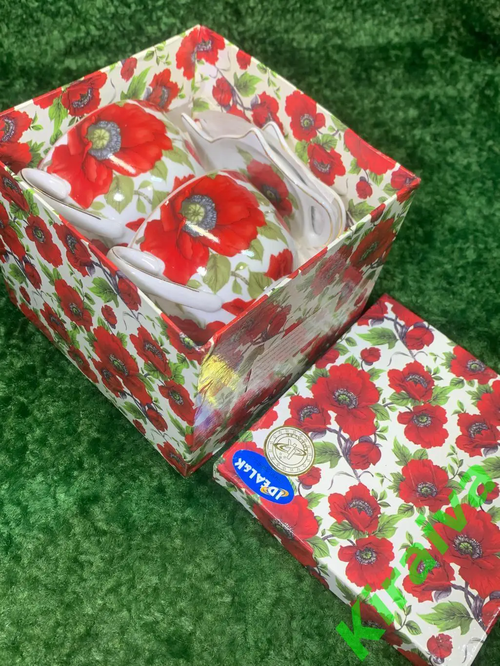 Подарочный чайный набор на 2 персоны с маками (6 предметов) ТМ Ideal&k Н4993Из 6