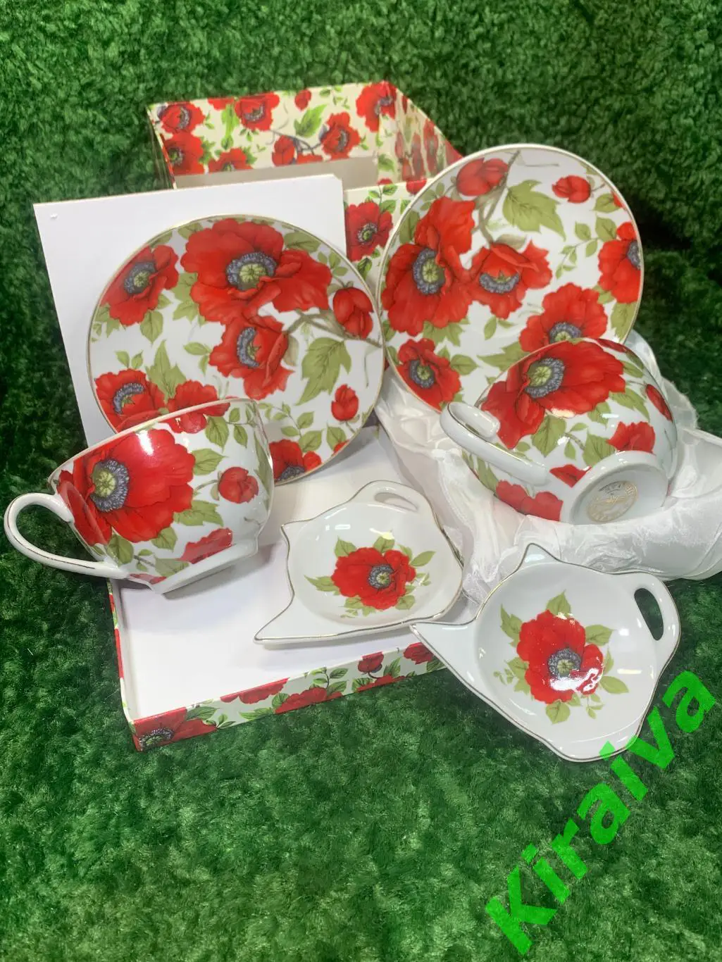Подарочный чайный набор на 2 персоны с маками (6 предметов) ТМ Ideal&k Н4993Из 7