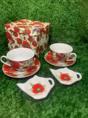 Подарочный чайный набор на 2 персоны с маками (6 предметов) ТМ Ideal&k Н4993Из