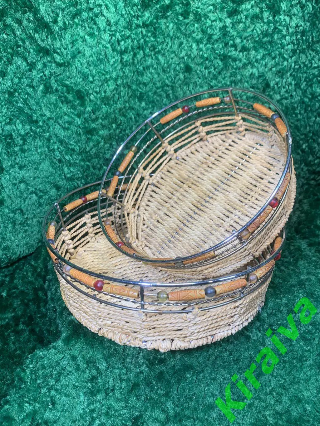 Набор плетёных хлебниц (2 шт), винтаж, СССР, 1960-е Н4996 фруктовницаРедкий об