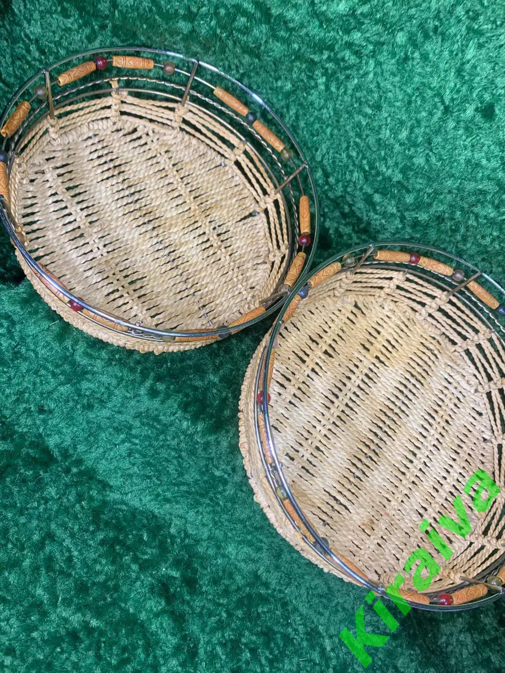 Набор плетёных хлебниц (2 шт), винтаж, СССР, 1960-е Н4996 фруктовницаРедкий об 1