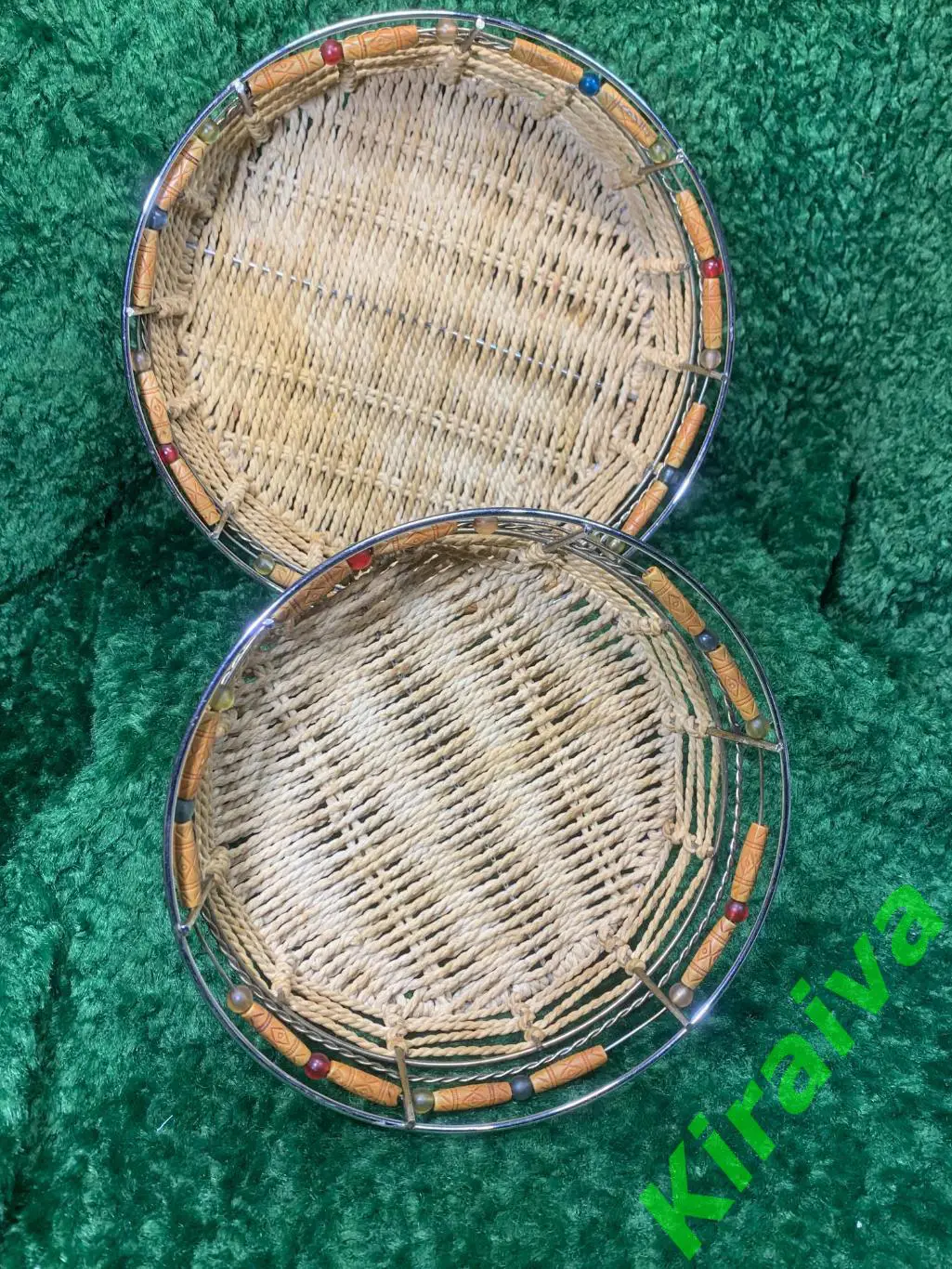 Набор плетёных хлебниц (2 шт), винтаж, СССР, 1960-е Н4996 фруктовницаРедкий об 4