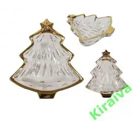 Конфетница стеклянная в форме елки каймой 15?13 см. Н1500Изысканная стеклянная