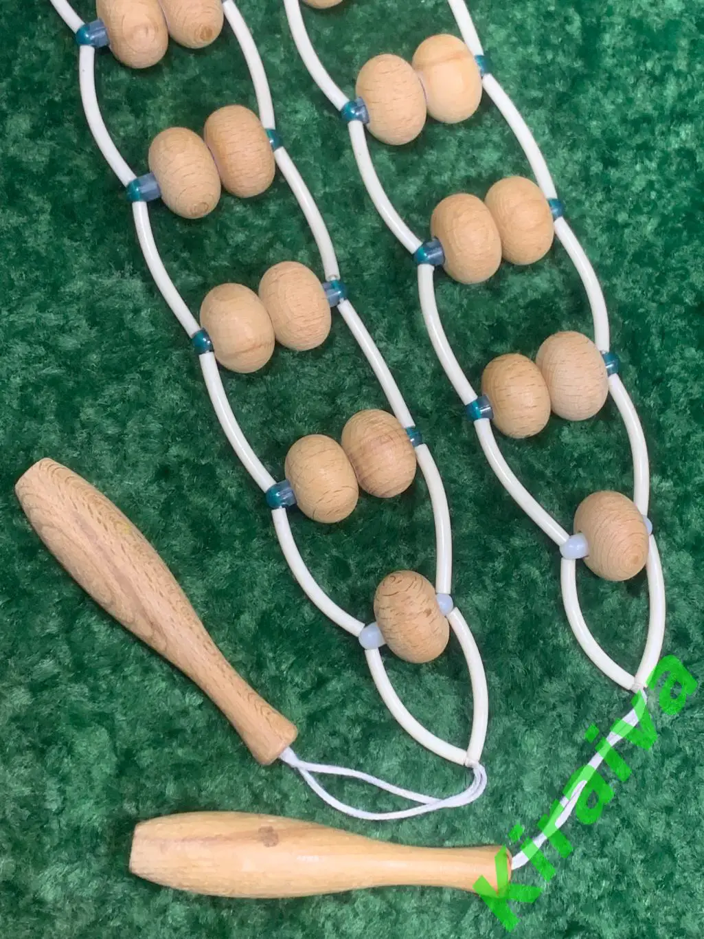 Массажер двухрядный деревянный ленточно-роликовый для спины ног тела 133см Н8019 3