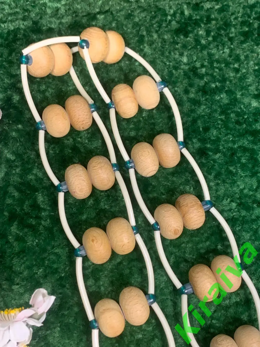 Массажер двухрядный деревянный ленточно-роликовый для спины ног тела 133см Н8019 5