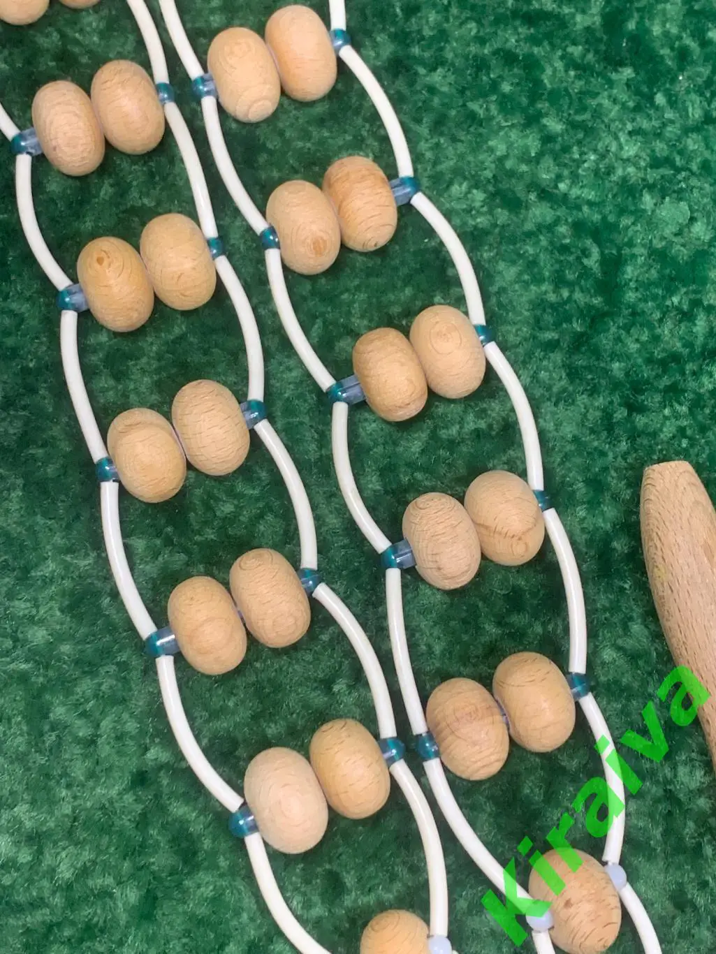 Массажер двухрядный деревянный ленточно-роликовый для спины ног тела 133см Н8019 6