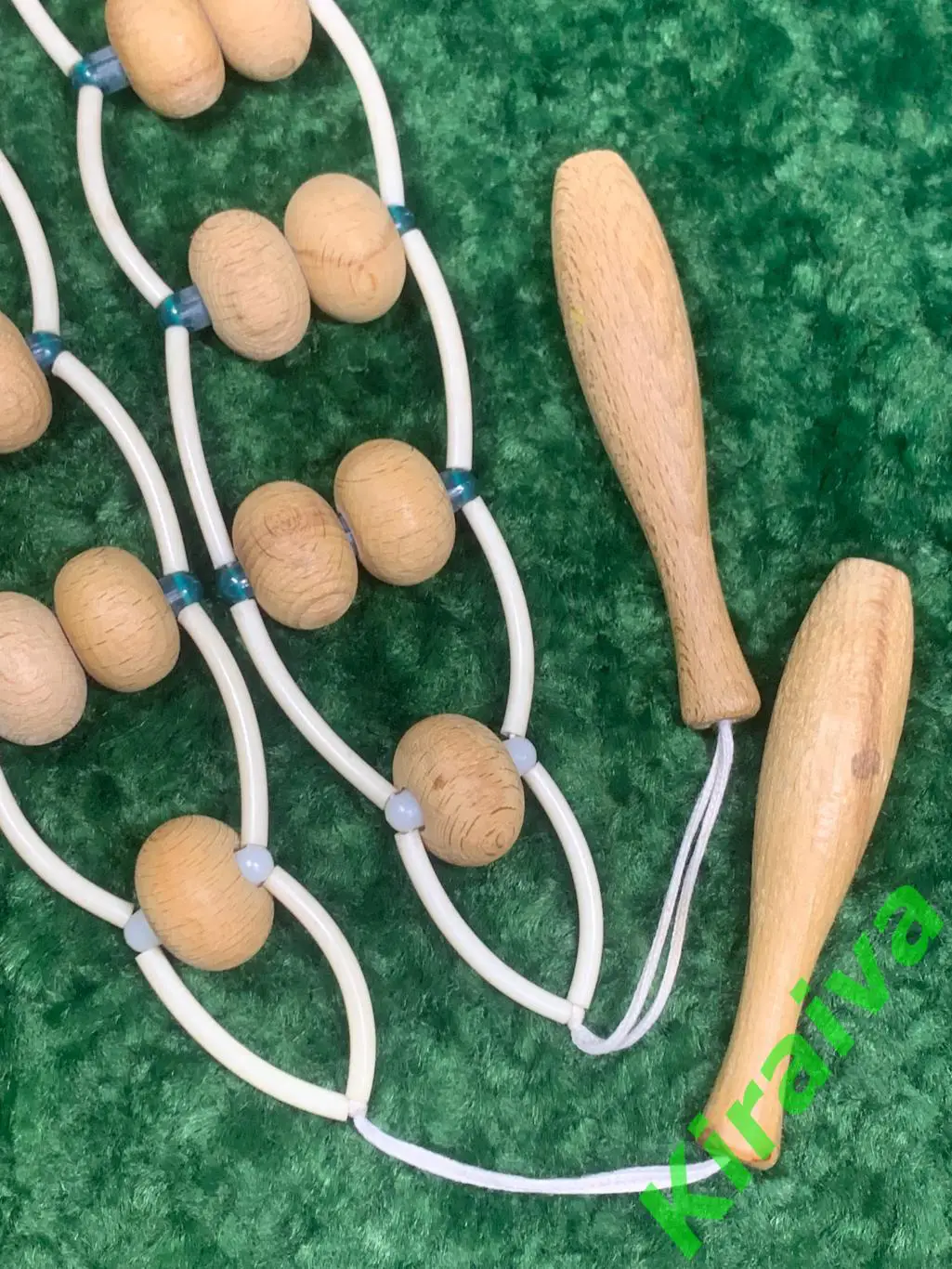 Массажер двухрядный деревянный ленточно-роликовый для спины ног тела 133см Н8019 7