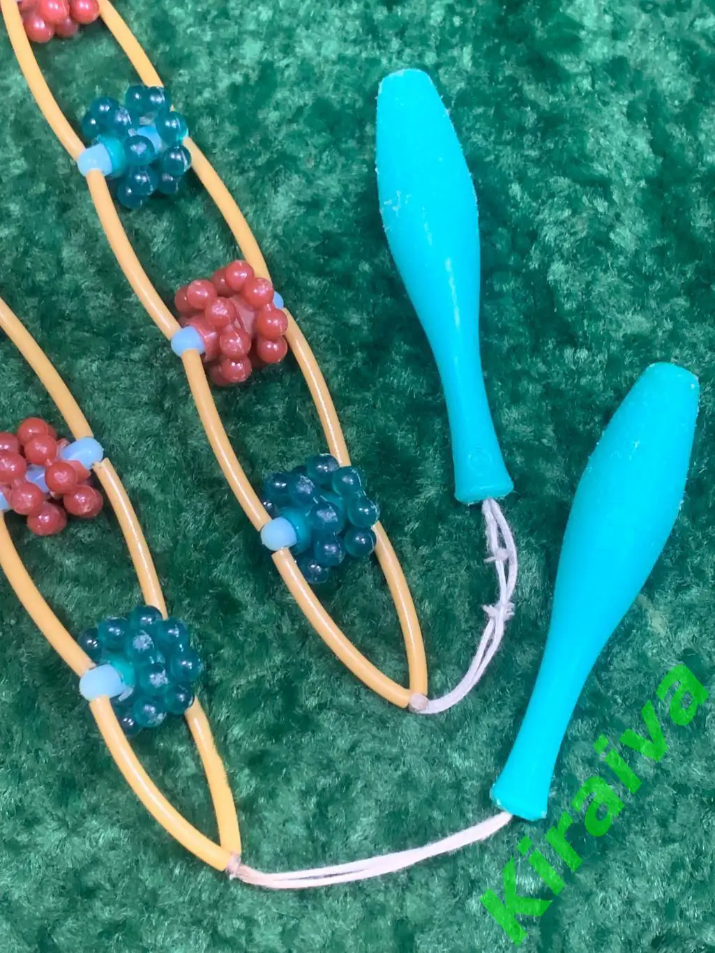 Массажер пластиковый ленточно-роликовый для спины ног тела ребристые шарик Н8023 7