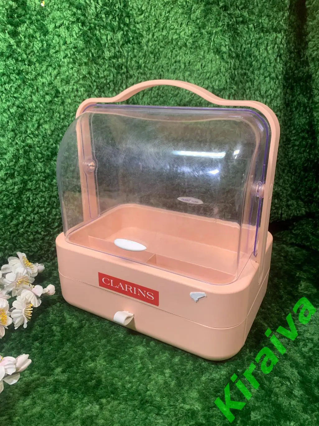 Настольный органайзер для косметики с выдвижным ящиком и ручкой прозрачный Н1505 1