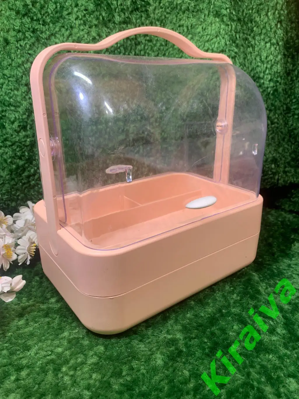 Настольный органайзер для косметики с выдвижным ящиком и ручкой прозрачный Н1505 7