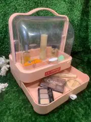 Настольный органайзер для косметики с выдвижным ящиком и ручкой прозрачный Н1505