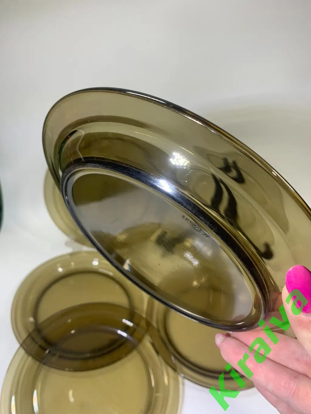 Тарелка обеденная Vereco France, ? 19 см — дымчатое стекло Н1521 десертнаяЦен 3