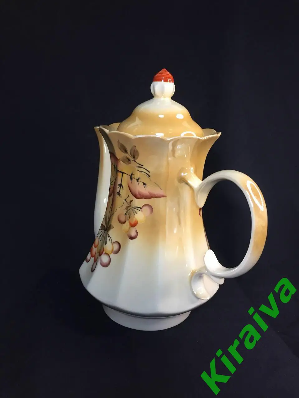 Чайник доливной большой фарфоровый 2 л. ручная роспись, винтаж, Коростень Н1196 1