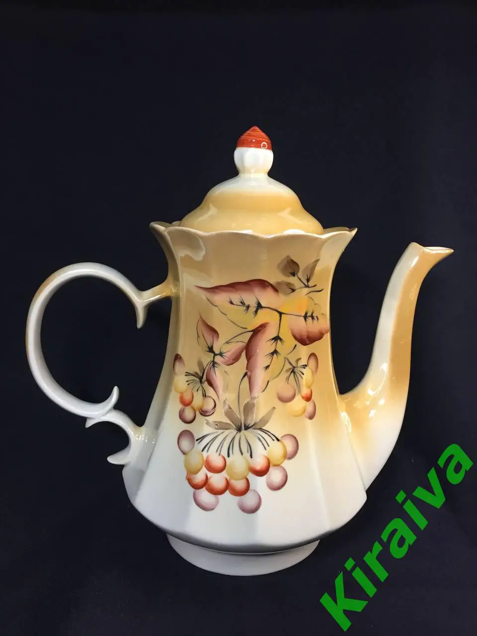 Чайник доливной большой фарфоровый 2 л. ручная роспись, винтаж, Коростень Н1196 2