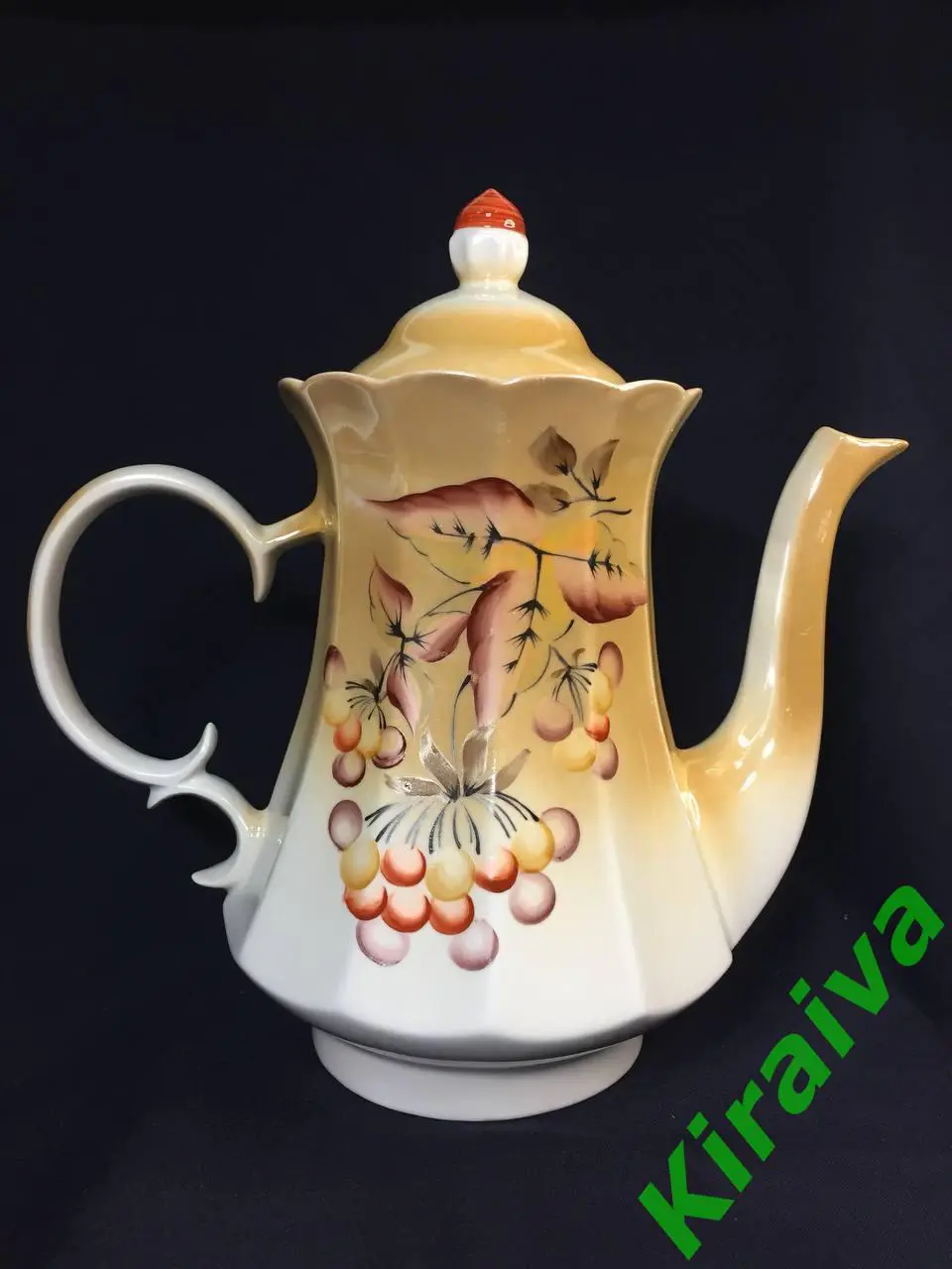 Чайник доливной большой фарфоровый 2 л. ручная роспись, винтаж, Коростень Н1196 3