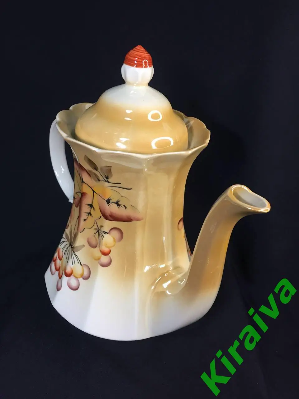 Чайник доливной большой фарфоровый 2 л. ручная роспись, винтаж, Коростень Н1196 4