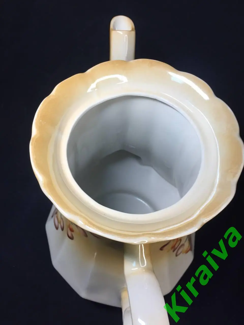 Чайник доливной большой фарфоровый 2 л. ручная роспись, винтаж, Коростень Н1196 6