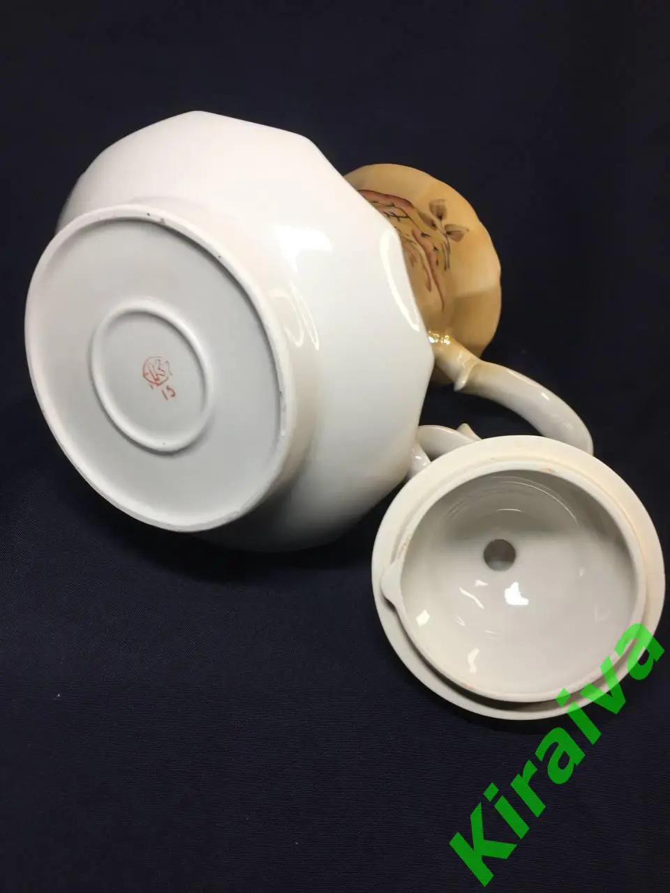 Чайник доливной большой фарфоровый 2 л. ручная роспись, винтаж, Коростень Н1196 7