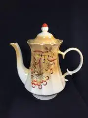 Чайник доливной большой фарфоровый 2 л. ручная роспись, винтаж, Коростень Н1196