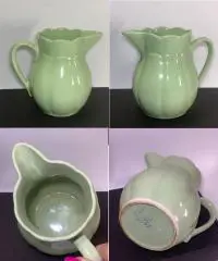 Фарфоровый кувшинчик / молочник 800 мл., СССР, зелёная глазурь, Винницкий завод